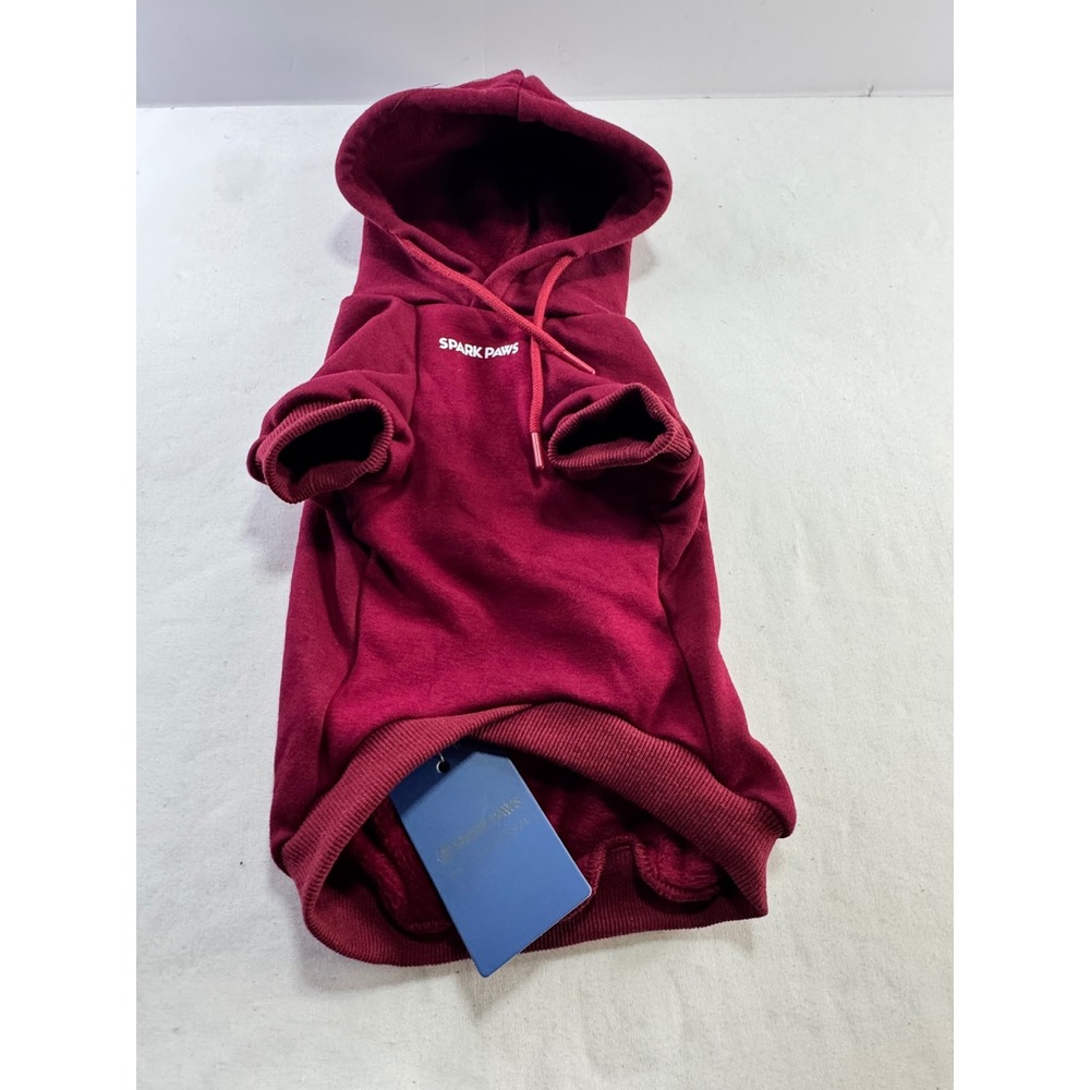 Spark Paws Burgundy Dog Hoodie Fleece Lined Pet Sweater Size Large NWT